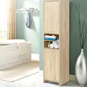 TOOLKISS Bathroom Cabinet Storage 185cm Wooden – Tall Bathroom Mirror Cabinet with 8 Tiers, Space-Saving Design, Eco-Friendly Particle Board, Magnetic Door Catches – Perfect for Bathroom & Living Room
