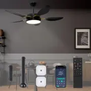 48 inch Black Ceiling Fan with Light and Remote Control, Low Profile Ceiling ...