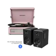 Crosley Voyager Bluetooth Portable Turntable - Amethyst + Bundled Majority D40 Bluetooth Speakers - Black