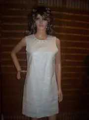 Cynthia Rowley Metallic Ivory Linen & Cotton Sheath Dress SIZE 2 NWT