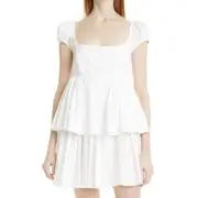 NWT Rebecca Taylor Set Peplum Top and Smocked Ruched Pleated Skirt White
