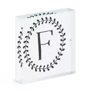 Letter F Floral Wreath Alphabet Acrylic Photo Block Frame Flowers