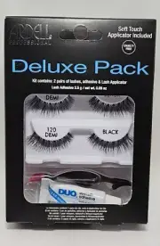 ARDELL DELUXE PACK LASHES - BLACK 120 DEMI - 2 Pair W/ Applicator & Glue NEW