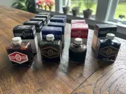 Art Deco Gregory Fount-O-Ink Ink Bottles Full (Five BLUE BLACK and Seven RED)