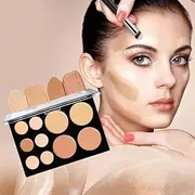 Cream Contour Makeup Palette，Color Correcting Face Contouring Concealer Kit, Concealer Palette with Brush for Makeup Covering up (10 COLOR)