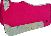 CHALLENGER Horse 32" x 30" Western Contoured Wool Felt Therapeutic Saddle Pad Pink Metallic Hairon 39232PK