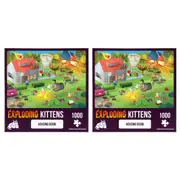 2x 1000pc Exploding Kittens Housing Boom Jigsaw Puzzle Tabletop Play 49x68cm