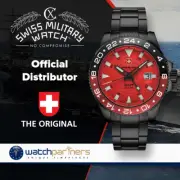 CX Swiss Military GMT NERO Swiss 42mm watch PVD Case 2nd Timezone Red dial 2778