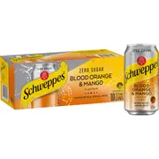 Schweppes Blood Orange Mango Infused Mineral Water Cans Multipack 375mL x 10 pack