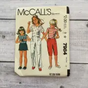 McCalls 7984 Sewing Pattern Top Pants Shorts Capris Girls Size 14 UNCUT