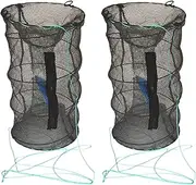 Set of 2 Fishing Bait Trap, Collapsible Cast Net, Trap Net for Catching Crabs, Lobster, Shrimp and Crayfish, Portable Folded Fishing Accessories