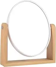 Makeup Mirror with Natural Bamboo Stand, 1X/3X Magnification Double Sided 360 Degree Swivel Magnifying Mirror,Vanity Table,Office Desk,Room Decor, Beauty Presents(Oval)