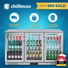 Chillmax 318L Bar Fridge with Light Lock & Dual Glass Beer Fridge SS