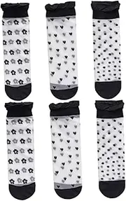 Parliky Girls Sheer Socks Women's Lace Ankle Socks Mesh Socks Summer Thin Socks 3 Pack