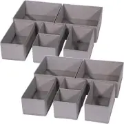 DIOMMELL 12 Pack Foldable Cloth Storage Box Closet Dresser Drawer Medium Grey