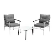 Livsip Outdoor Patio Setting 3PC Bistro Lounge Furniture Set 50cm White Table