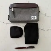 The Herschel Supply Co. Gray Burgundy Virgin Atlantic Pouch Bag Amenity Kit