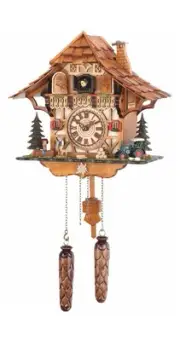 Quartz Cuckoo Clock Black forest house with music TU 482 QM HZZG NEW