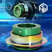 NRG Aluminum Steering Wheel Quick Release Gen 2.5 Green Body With Neochrome Ring