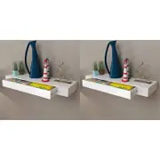 Floating Wall Shelves with Drawers 2 pcs White 80 cm