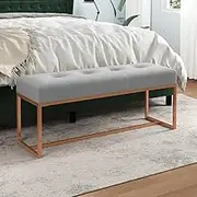 Bench Grey 110x36x45 cm Velvet Storage Furniture