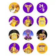 12 x Kobe Bryant Edible Images Cupcake Topper 4cm Round Birthday Decorate