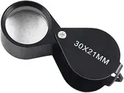 iKKEGOL 30 X 21mm Glass Jeweler Loupe Loop Eye Magnifier Magnifying Magnifier Metal Body (Black)