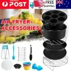8 in Air Fryer Accessories Frying Cage Dish Baking Pan Rack Pizza Tray Pot Glove