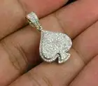 925 Sterling Silver 1.25Ct Round Simulated Diamond Ace Of Spade Charm Pendant