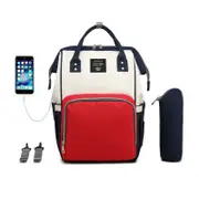 Large Capacity Baby Bag Diaper Bag Maternity Bag Mommy Bag Nappy Bag Stroller Bag with USB Charging Port,Red White