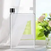 Clear Reusable A5 Slim Flat Water Bottle 420ml Portable Plastic Drink Bottle for Gym Hiking School Outdoor Cycling