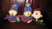 2 vintage Russ Berrie Plush Snowmen and one Santa new with tags, 9 inch