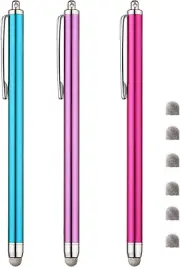 Stylus Pens for Touch Screens with Thin Fiber Tips (Pink/Purple/Aqua Blue)