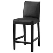 BERGMUND bar stool with backrest, black/Glose black, 62 cm