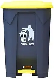 Trash Can Garbage Tribe Hospital Waste Collection Bins High Capacity Foot-Operated Trash Can Outdoor Plastic Trash Can Sanitation(Gray+Yellow,80L)