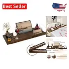 Expandable Teak Bath Caddy with Book Stand - Ultimate Relaxation Experience