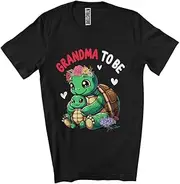 [Generic] Grandma to Be, Lovely Mother's Day Flowers Turtle New Grandma, Pregnancy Family Group Unisex T-Shirt