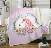 Rainbow Soft Unicorn Single/Double Size Blanket Sofa Couch Plush Sherpa Throw