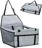 Dog Booster Seat Puppy Seats for Car Vehicles, Washable Foldable Pet Travel Carrier Cage with Clip-On Safety Leash and Anti-Collapse PVC Frame for Safety Stable, Suitable for Small and Medium Pets