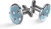 [Generic] Men's Cufflinks, Penguin with Red Scarf Hat in Snow Cuff Links for Men, Classic Cufflinks Black for Suit Shirt Wedding Business Birthday Jewelry Gift