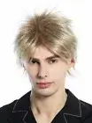Wig Men Ladies Short Backcombed Wild Strands 80s Retro Blonde Platinum Mix