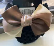 Bow Hair Clip with hair net/snood - 3 tone Brown/ black snood