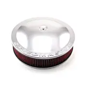 14" x 3" Washable Element Flat Base Aluminum Air Cleaner Silver
