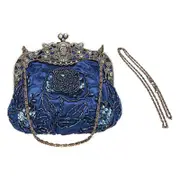 Nevenka Womens Beaded Party Clutch Vintage Rose Purse-Blue