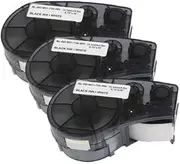 ExtraPrint 3 x Compatible Label Printer Tape for Brady M21-750-499 (B-499) Nylon Tape Black on White for Brady M210, M210-LAB, M211, BMP21 LAB, BMP21-PLUS, 4.9 m Length, 19.1 mm Width