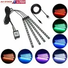4X 12V 12LED RGB Car Interior LED Strip Lights Wireless Remote Control Music