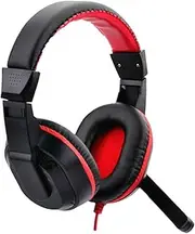 TEHAUX Adjustable Stereo Headset with Mic Wired for Laptop Noise Canceling Game Headphones Red Comfortable Design Full Range Sound for Long Use