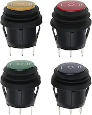 EMSea 4pcs Toggle Switch Rocker Switch 3 Position ON Off ON Black Snap in Round Rocker Switch 3Pin 12V-250V 10A Electronic Component Toggle Switches for 20mm Installation Diameter Car Boat
