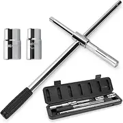 TONDA Extended Lug Wrench, 4 Way Tire Iron for Car, Lug Nut Removal Tool with Storage Case, 1/2 Drive with 17/19mm and 21/23mm Sockets