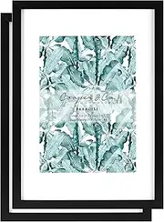 Cooper & Co Set Of 2 29.7cmx42 Matt to 21x29.7cm Black Premium Paradise Wooden Photo Frame